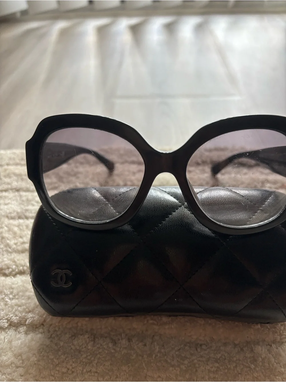CHANEL Black Oversized Square Sunglasses